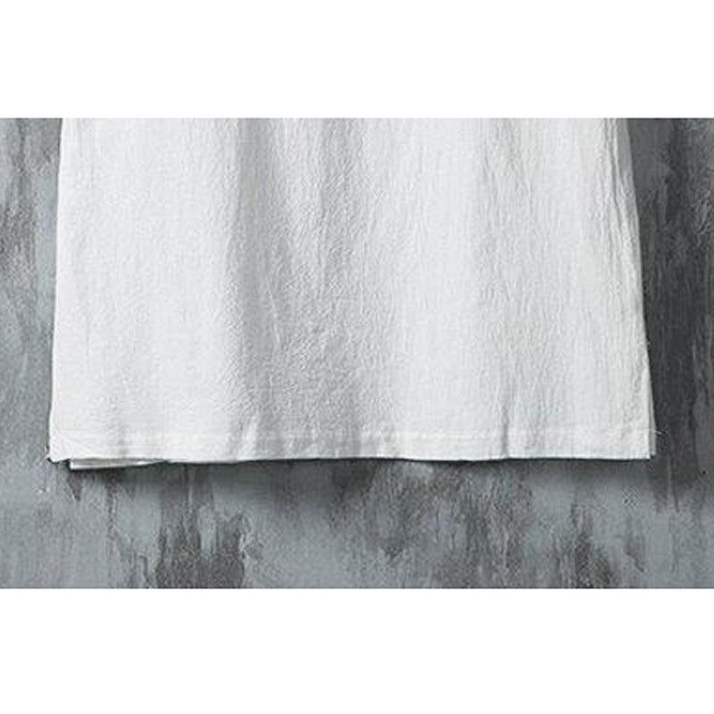 Camisa de lino y algodón de media manga para hombre, con estampado de rana china y botones de verano, con diseño de Buddha Stones - image 5