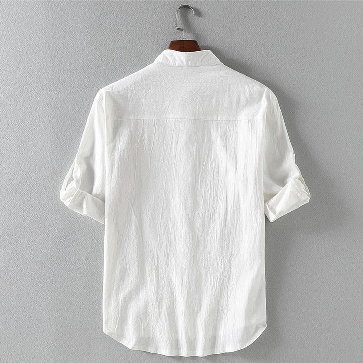 Camisa de hombre de manga tres cuartos, estilo casual vintage, con estampado de Buddha Stones y un solo botón. - image 2