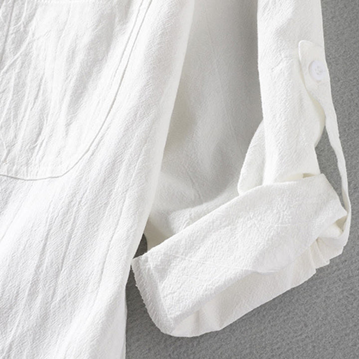 Camisa de hombre de manga tres cuartos, estilo casual vintage, con estampado de Buddha Stones y un solo botón. - image 6
