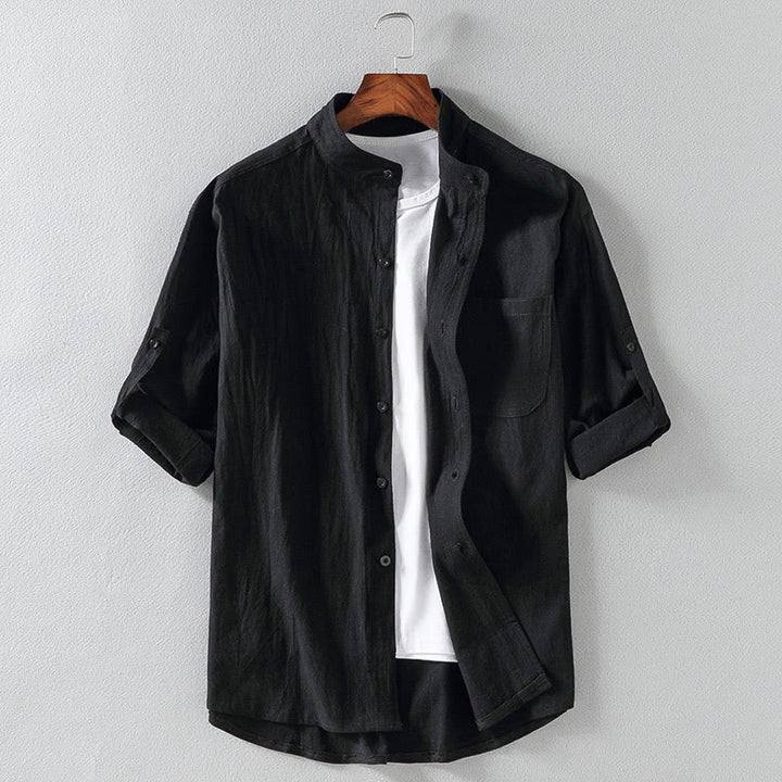 Camisa de hombre de manga tres cuartos, estilo casual vintage, con estampado de Buddha Stones y un solo botón. - Negro - US/UK/AU46, EU56 (5XL) - image 15