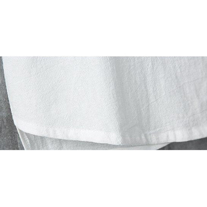 Camisa de lino y algodón de manga corta para hombre, estilo casual, con botones de rana chinos, estilo diario, Buddha Stones - image 9