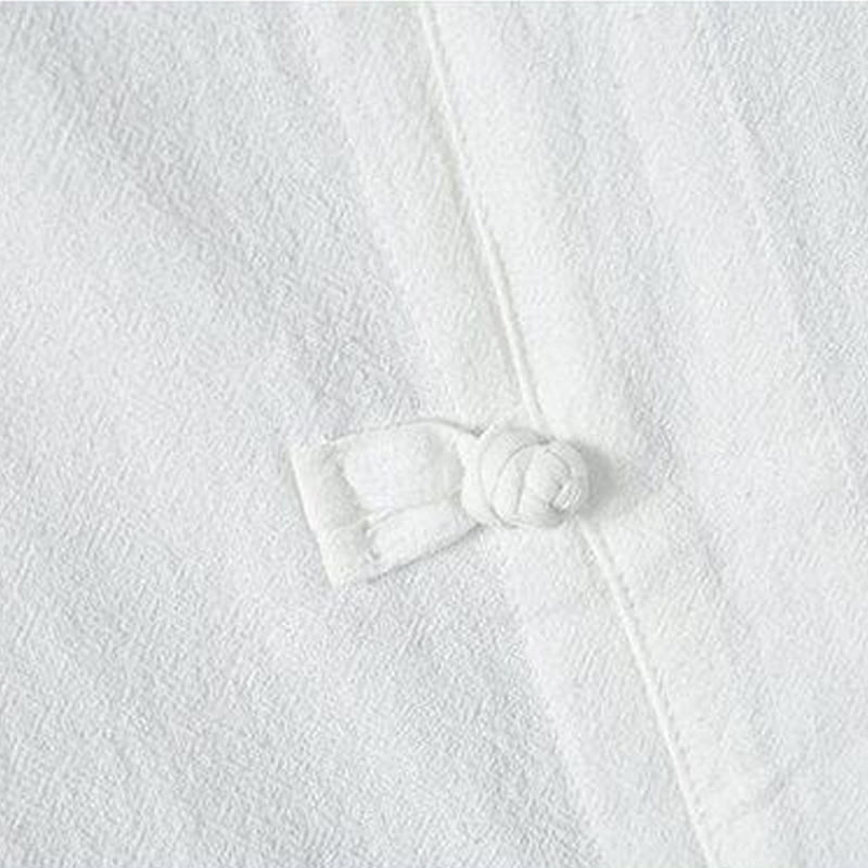 Camisa de lino y algodón de manga corta para hombre, estilo casual, con botones de rana chinos, estilo diario, Buddha Stones - image 3