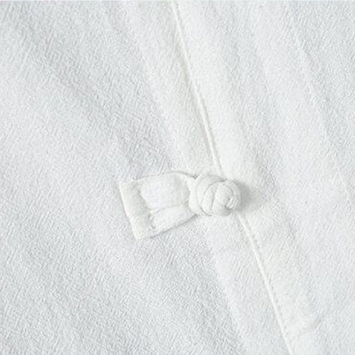 Camisa de lino y algodón de manga corta para hombre, estilo casual, con botones de rana chinos, estilo diario, Buddha Stones - image 3