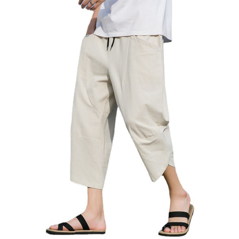Pantalones de lino y algodón con bolsillos para hombre , informales, sencillos, lisos, de verano, con cordón, talla 7-8 - image 20