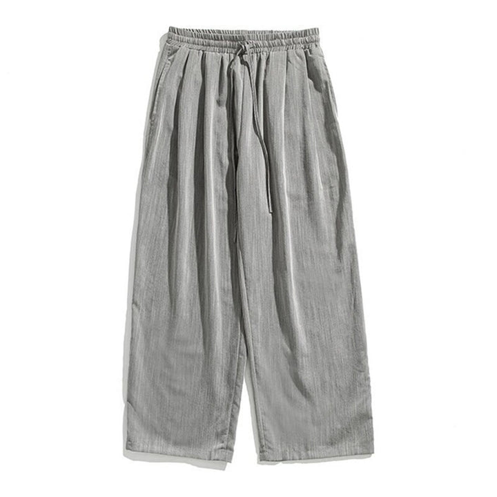 Pantalones de lino y algodón con cordón y bolsillos para hombre , Buddha Stones , lisos, de verano, con pierna recta - image 11