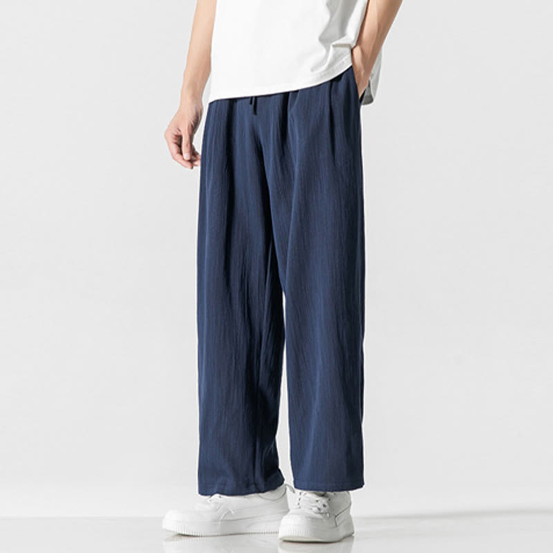 Pantalones de lino y algodón con cordón y bolsillos para hombre , Buddha Stones , lisos, de verano, con pierna recta - image 21