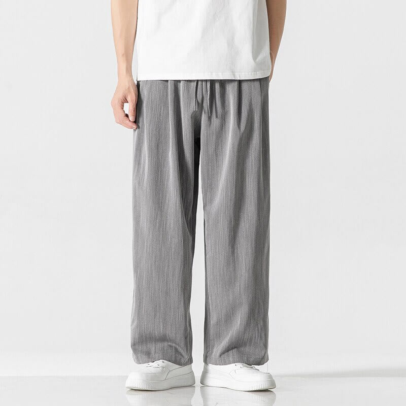 Pantalones de lino y algodón con cordón y bolsillos para hombre , Buddha Stones , lisos, de verano, con pierna recta - image 2