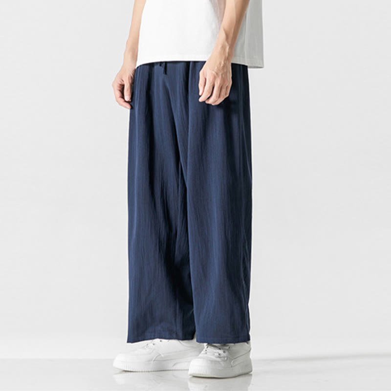 Pantalones de lino y algodón con cordón y bolsillos para hombre , Buddha Stones , lisos, de verano, con pierna recta - image 22