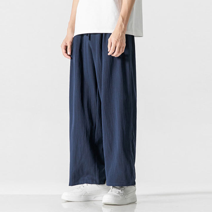 Pantalones de lino y algodón con cordón y bolsillos para hombre , Buddha Stones , lisos, de verano, con pierna recta - image 22