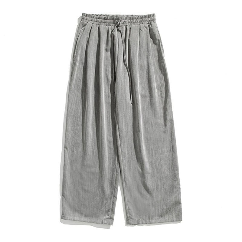 Pantalones de lino y algodón con cordón y bolsillos para hombre , Buddha Stones , lisos, de verano, con pierna recta - image 11