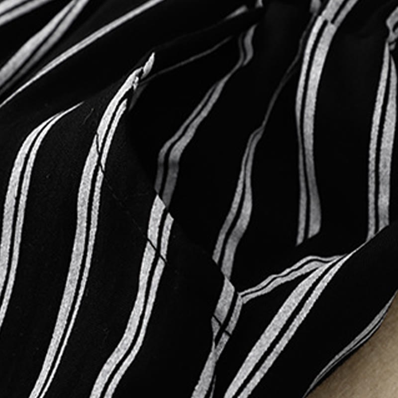 Pantalones anchos con cordones y rayas acrílicas informales de Buddha Stones para mujer con bolsillos - image 4