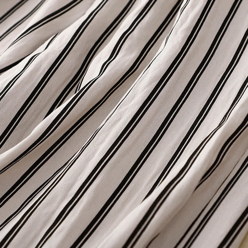 Pantalones anchos con cordones y rayas acrílicas informales de Buddha Stones para mujer con bolsillos - image 9