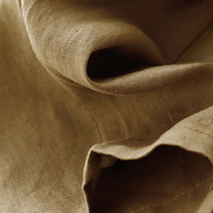 Pantalones harén de lino y algodón para mujer, informales, lisos, de verano , con bolsillos, de 7 a 8 botones - image 4