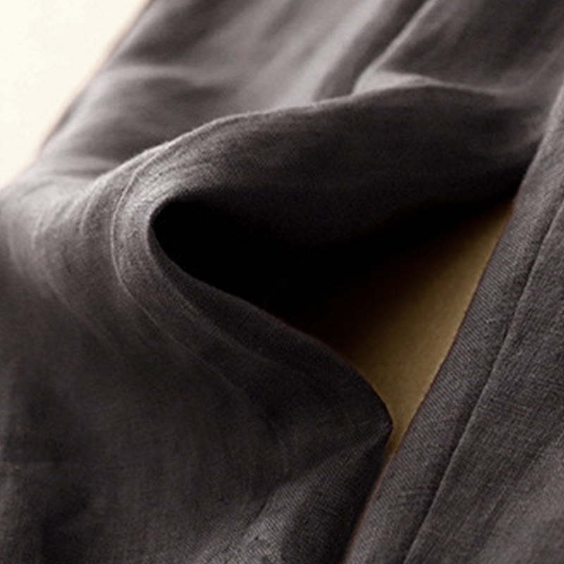 Pantalones harén de lino y algodón para mujer, informales, lisos, de verano , con bolsillos, de 7 a 8 botones - image 8