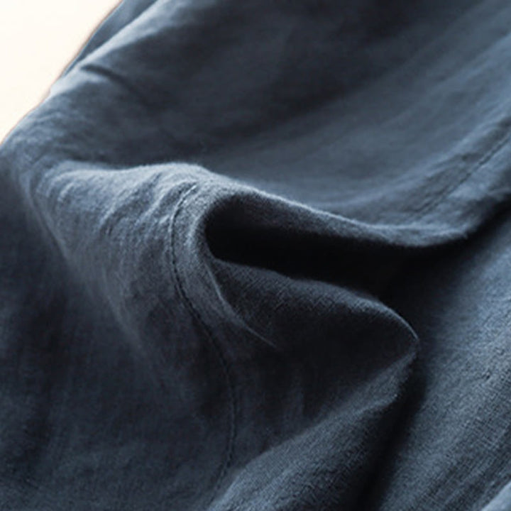 Pantalones harén de lino y algodón con bolsillos para mujer, de Buddha Stones, informales, lisos, de verano, con cordones, de largo 7-8 - image 16