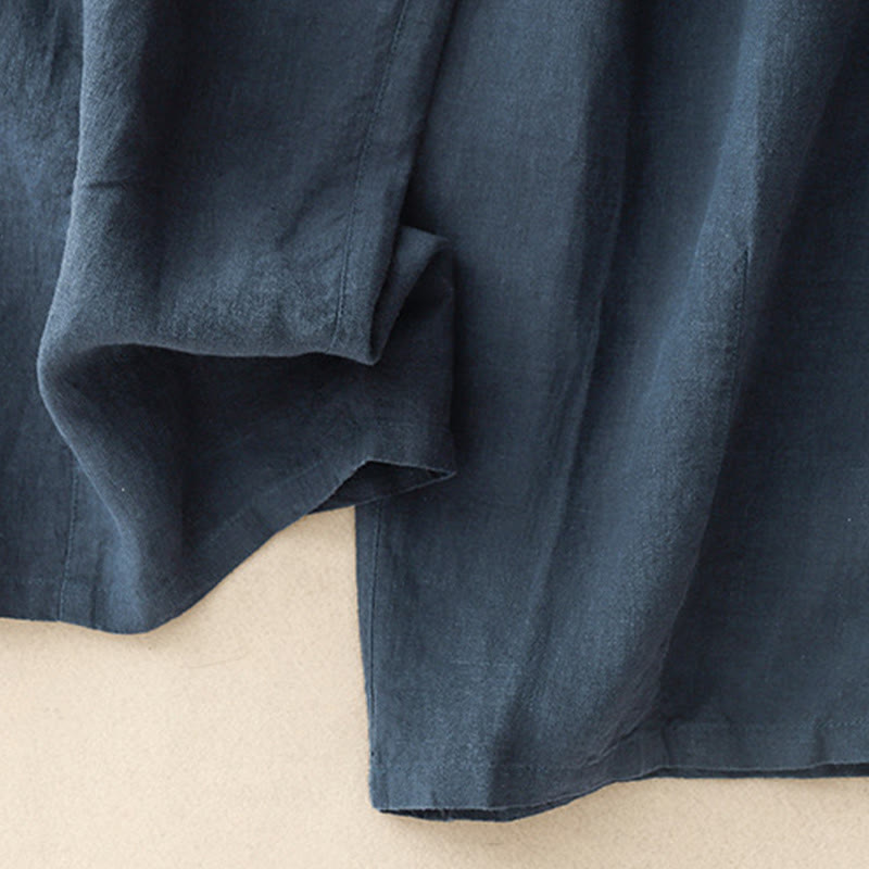 Pantalones harén de lino y algodón con bolsillos para mujer, de Buddha Stones, informales, lisos, de verano, con cordones, de largo 7-8 - image 14