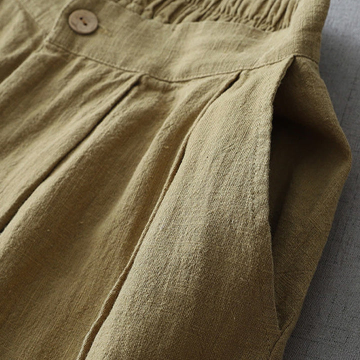 Pantalones casuales de pierna ancha de Buddha Stones con bolsillos para mujer, lisos y holgados, de longitud 7-8 - image 12