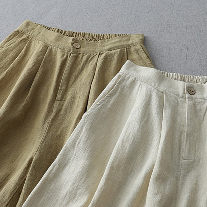 Pantalones casuales de pierna ancha de Buddha Stones con bolsillos para mujer, lisos y holgados, de longitud 7-8 - image 17