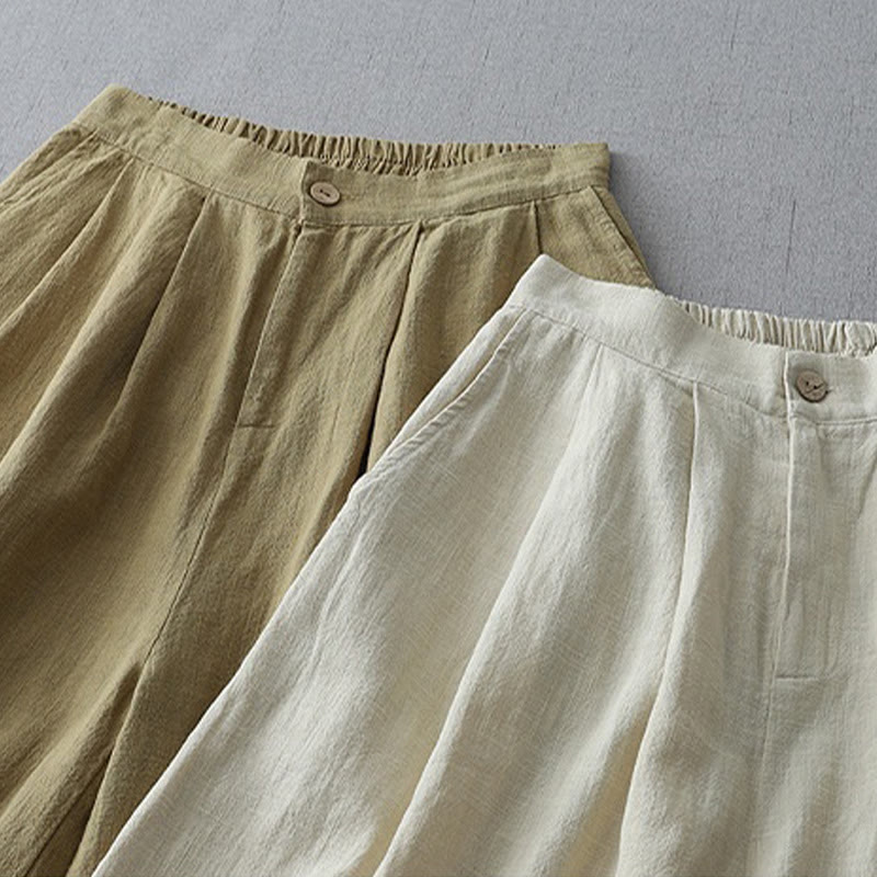 Pantalones casuales de pierna ancha de Buddha Stones con bolsillos para mujer, lisos y holgados, de longitud 7-8