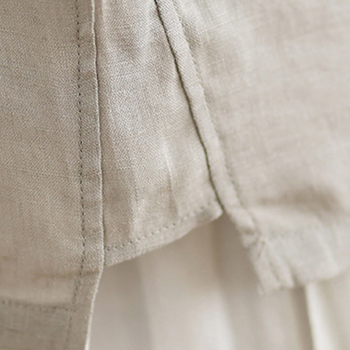 Camisa informal de lino y algodón con estampado floral bordado de Buddha Stones para mujer, cuello redondo, manga corta y botones de rana - image 8