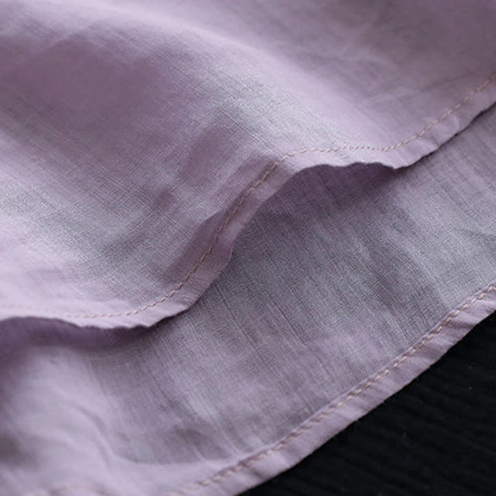 Camiseta de lino y algodón con cuello en V y media manga para mujer, informal, con estampado bordado de Buddha Stones, de verano - image 4