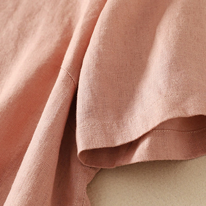 Camiseta de algodón de media manga con cuello en V y diseño informal de Buddha Stones para mujer, de verano - image 7