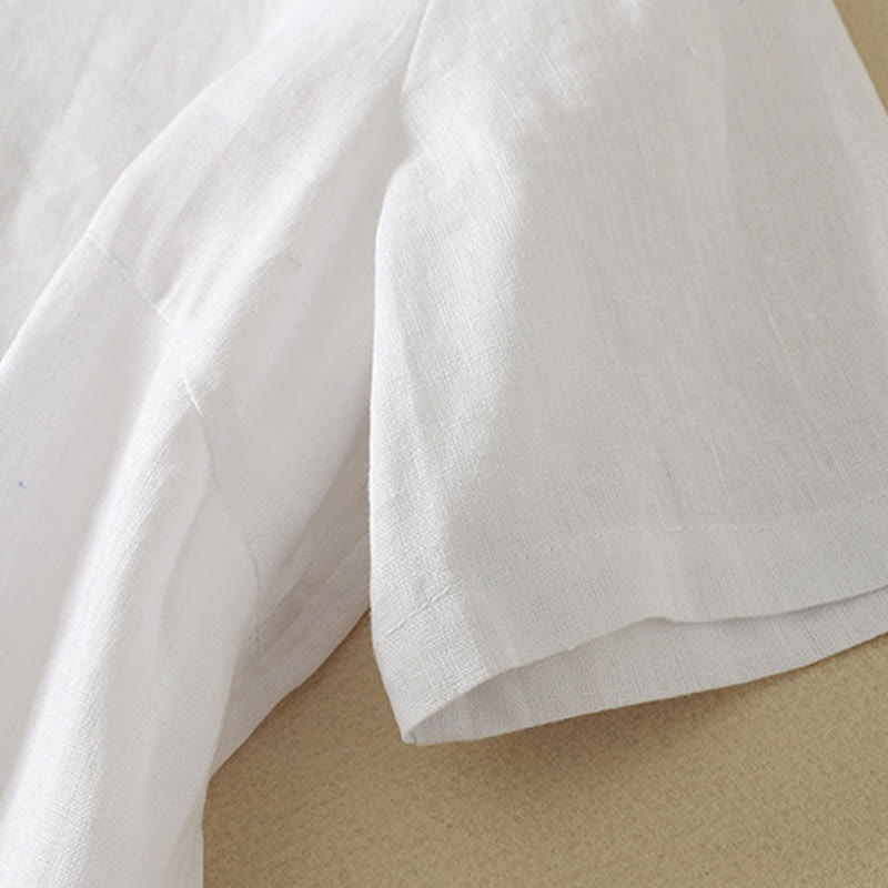 Camiseta de algodón de media manga con cuello en V y diseño informal de Buddha Stones para mujer, de verano - image 16