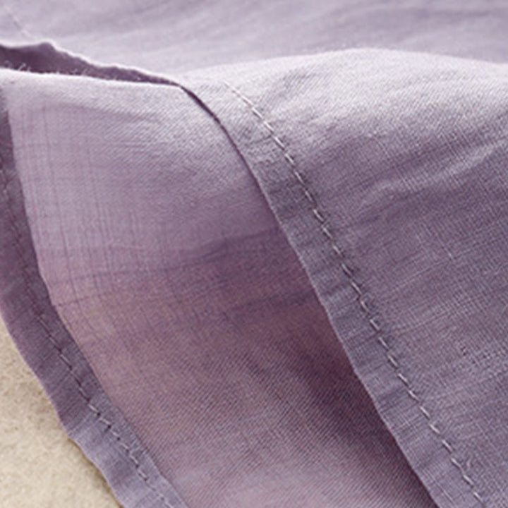 Camiseta de verano Buddha Stones de acrílico con flores bordadas y cuello en V para mujer, de media manga - image 3