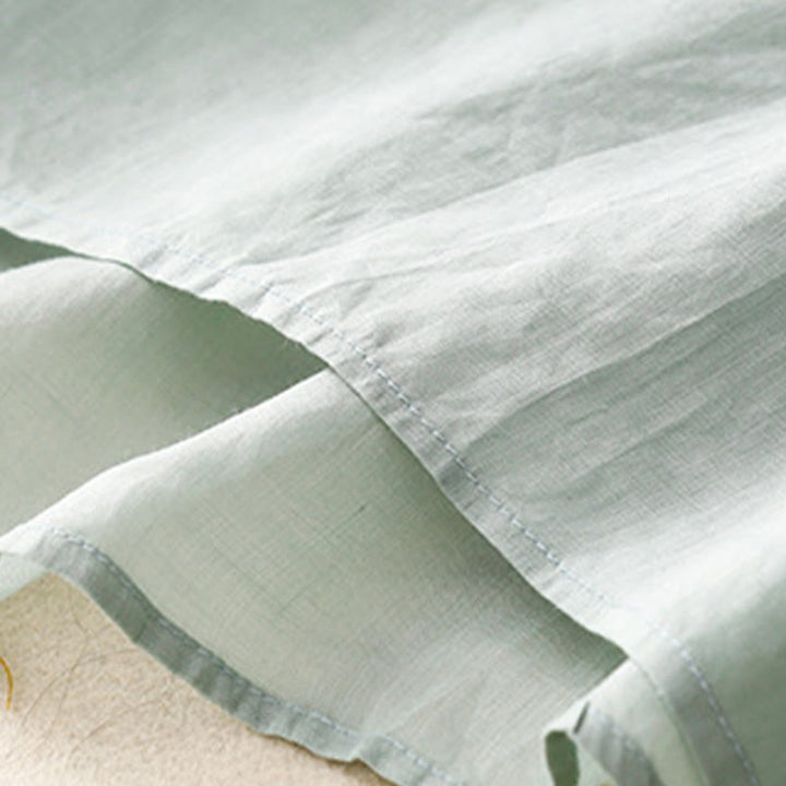 Camiseta de verano Buddha Stones de acrílico con flores bordadas y cuello en V para mujer, de media manga - image 14