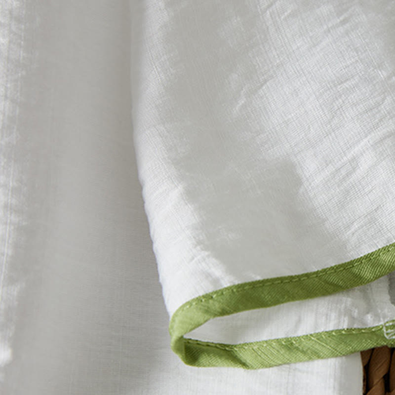 Camisa informal de lino y algodón con manga tres cuartos y diseño de flores bordadas con botones de rana para mujer - image 5