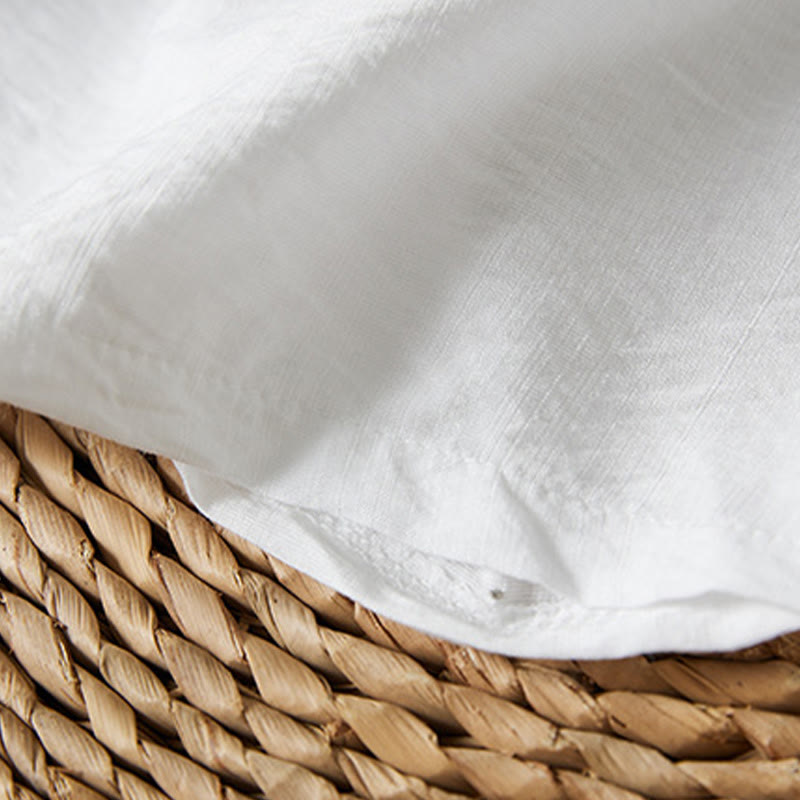 Camisa informal de lino y algodón con manga tres cuartos y diseño de flores bordadas con botones de rana para mujer - image 4