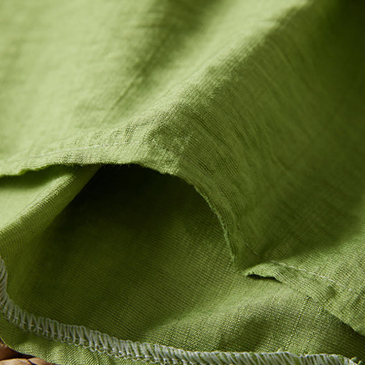 Camisa informal de lino y algodón con manga tres cuartos y diseño de flores bordadas con botones de rana para mujer - image 30