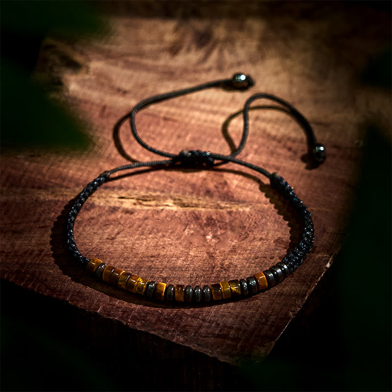 Juego de 3 pulseras protectoras de piedra de lava y ojo de tigre de Buddha Stones