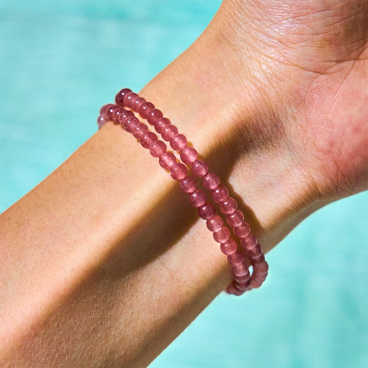 Pulsera de doble vuelta con cuentas de cristal de cuarzo Buddha Stones natural, perla, mariposa y gota de agua