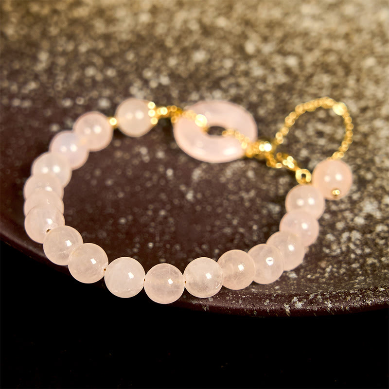 Pulsera de autoaceptación con hebilla de paz y cuentas de cristal rosa natural de Buddha Stones