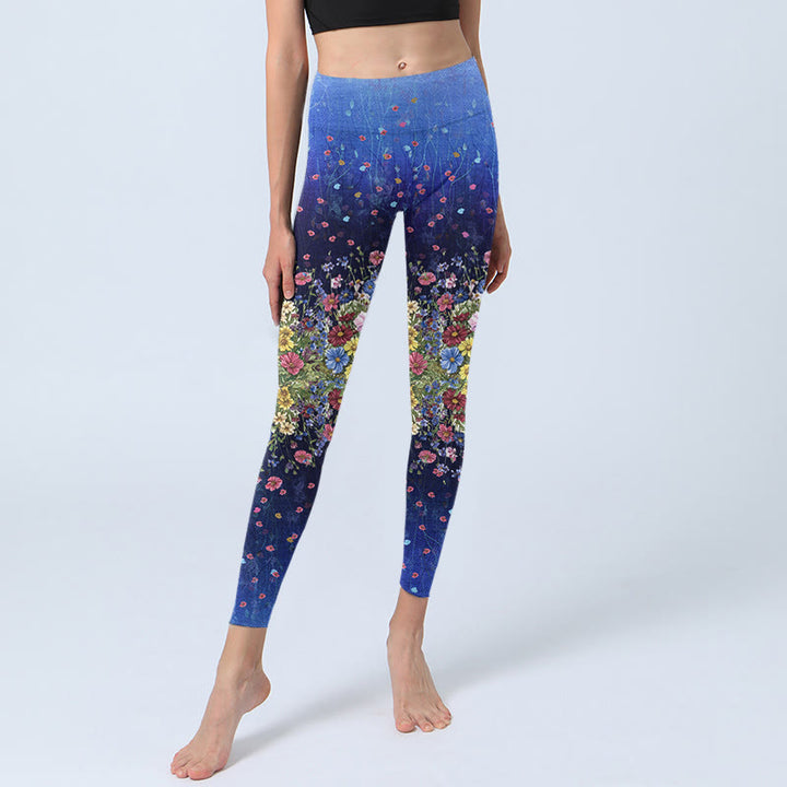 Leggings de yoga para mujer con estampado floral de colores degradados y Buddha Stones - image 5