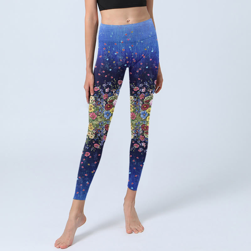 Leggings de yoga para mujer con estampado floral de colores degradados y Buddha Stones - image 6