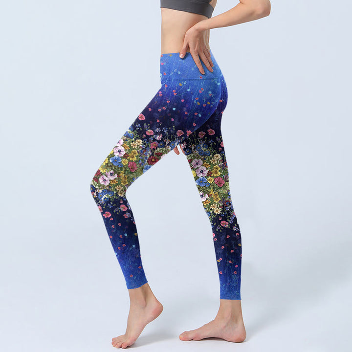 Leggings de yoga para mujer con estampado floral de colores degradados y Buddha Stones - image 3