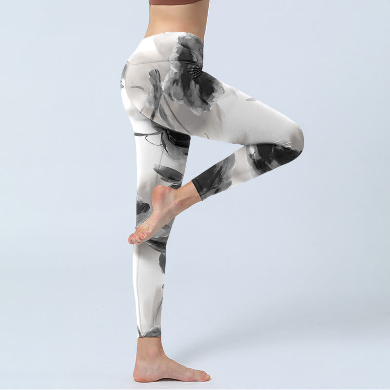 Leggings de yoga para mujer con estampado de rosas y acuarela de Buddha Stones - image 5
