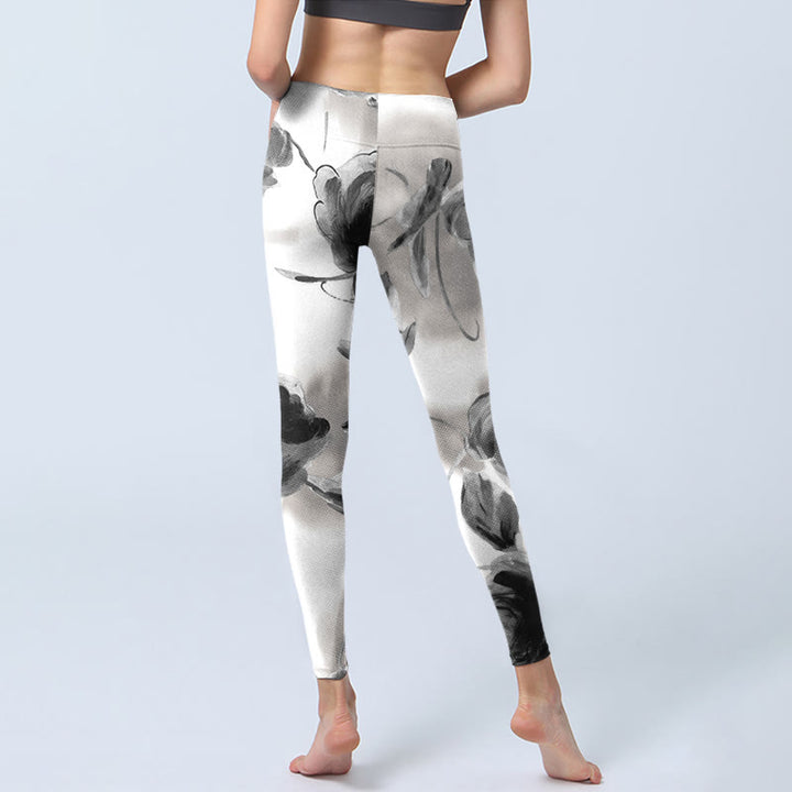 Leggings de yoga para mujer con estampado de rosas y acuarela de Buddha Stones - image 7