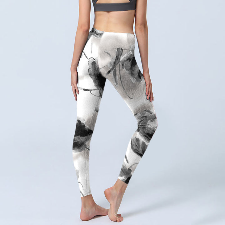 Leggings de yoga para mujer con estampado de rosas y acuarela de Buddha Stones - image 3