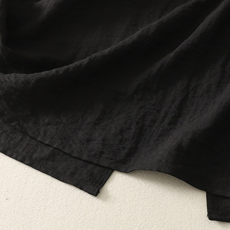 Vestido midi de poliéster sin mangas con bolsillos y diseño de botones hechos a mano con costuras casuales de Buddha Stones . - image 4