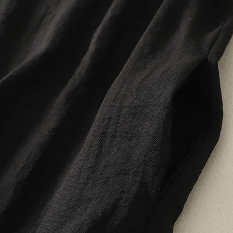 Vestido midi de poliéster sin mangas con bolsillos y diseño de botones hechos a mano con costuras casuales de Buddha Stones . - image 3