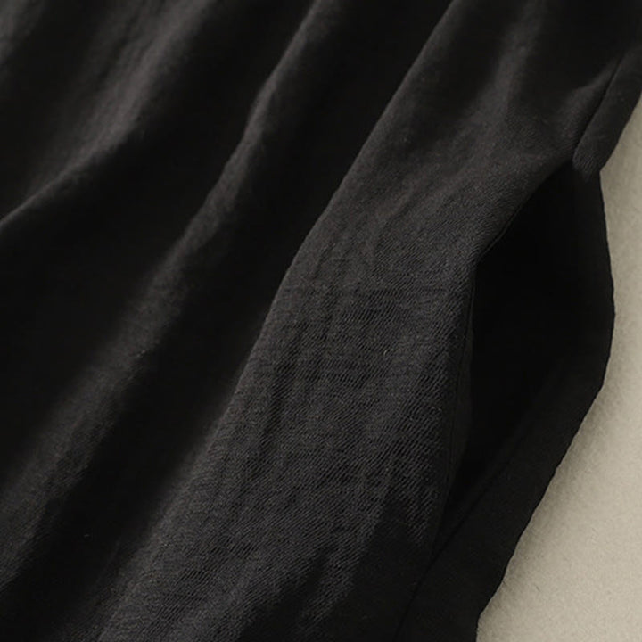 Vestido midi de poliéster sin mangas con bolsillos y diseño de botones hechos a mano con costuras casuales de Buddha Stones . - image 3