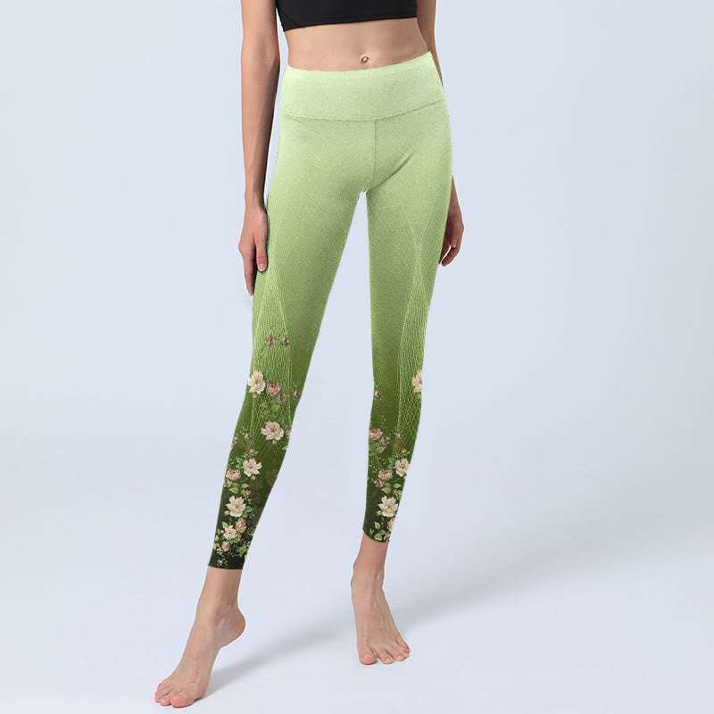 Leggings de yoga para mujer con estampado de líneas de rosas y Buddha Stones - image 6