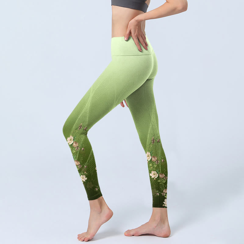 Leggings de yoga para mujer con estampado de líneas de rosas y Buddha Stones - image 3