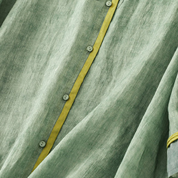 Vestido midi de acrílico con mangas tres cuartos y cuello alto bordado informal de verano con Buddha Stones - image 2