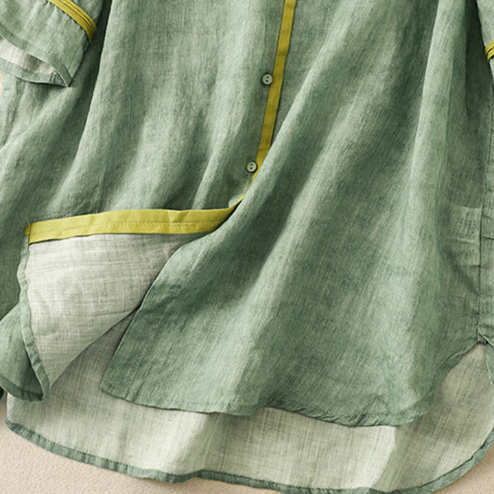 Vestido midi casual de verano con cuello alto y mangas tres cuartos, diseño de Buddha Stones y bordados. - image 4