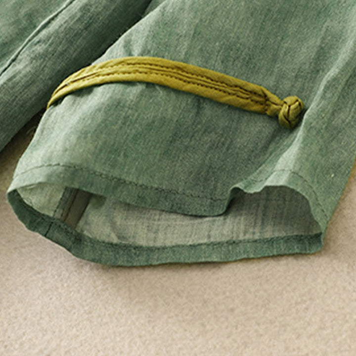 Vestido midi de acrílico con mangas tres cuartos y cuello alto bordado informal de verano con Buddha Stones - image 3