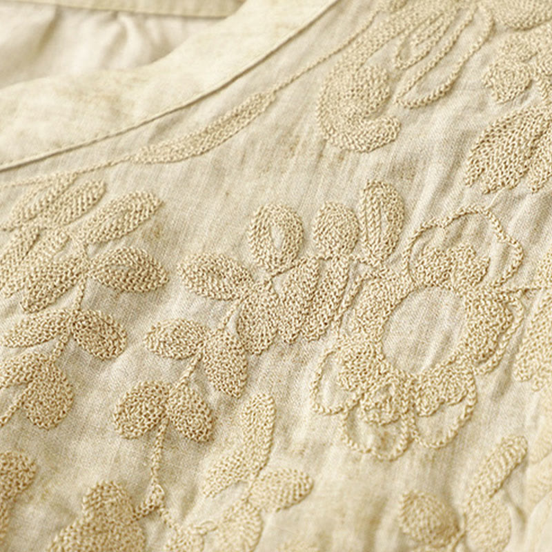 Vestido midi de acrílico con mangas tres cuartos y cuello alto bordado informal de verano con Buddha Stones - image 11